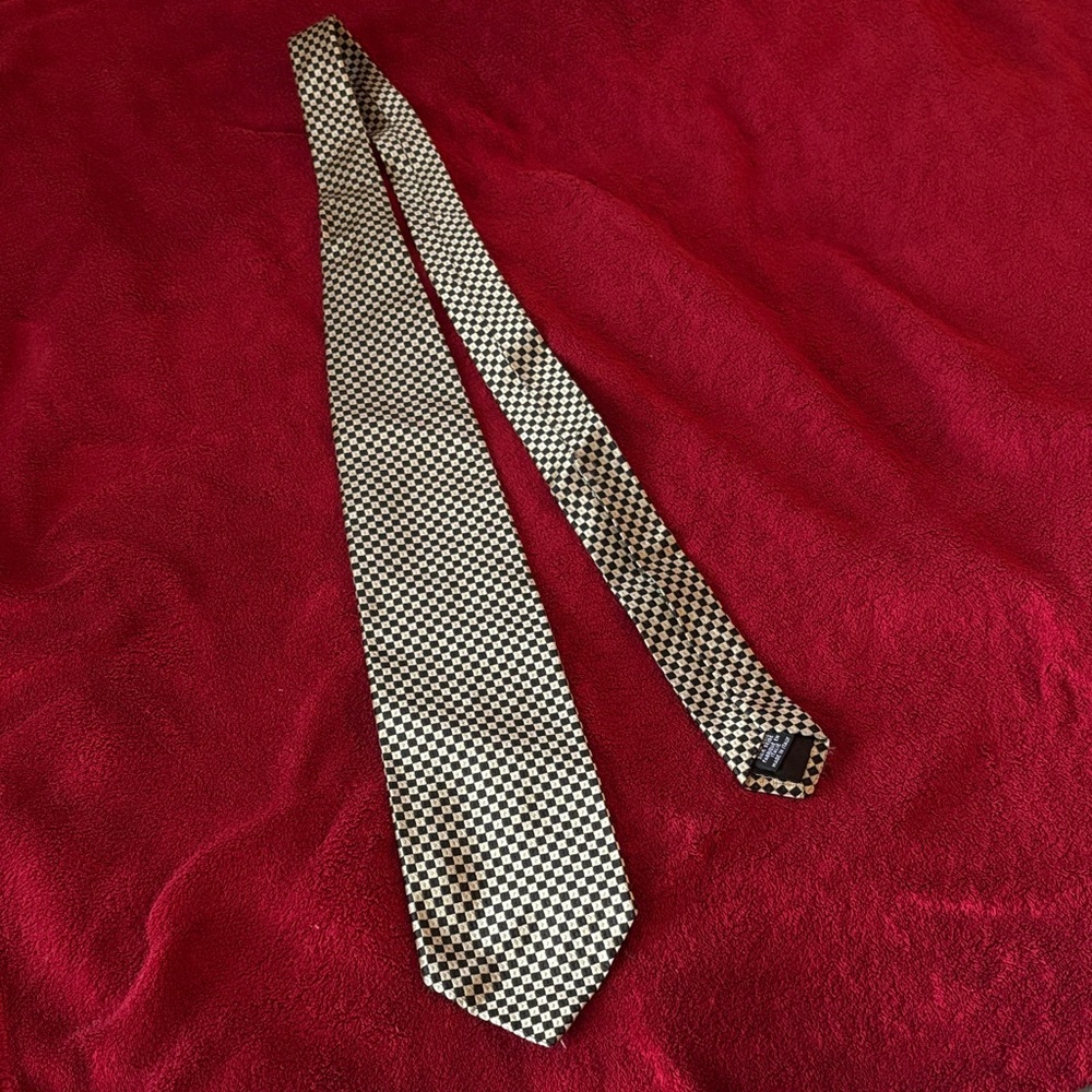 Boss Black and White Checkered Tie